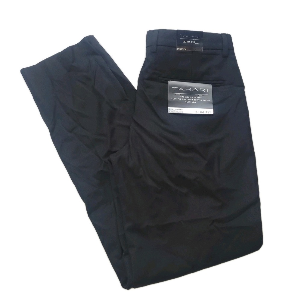 Tahari Slacks/Trousers Stretch Slim Fit Dress Slacks 30x32 Black NWT